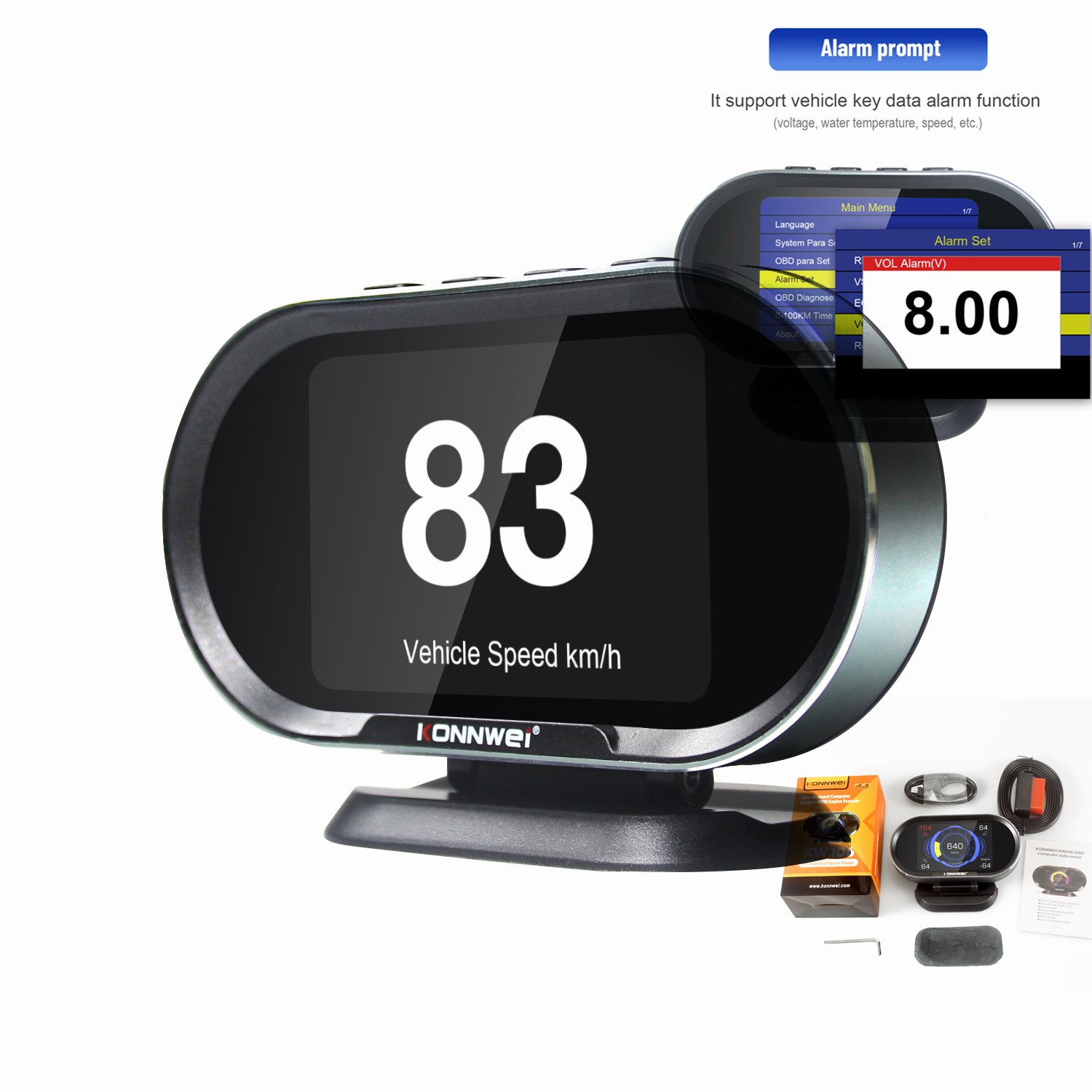 Car Head up Display HUD OBD2 Konnwei KW206 CAN Diagnostic Scan Tool for All OBDII Protocol Cars